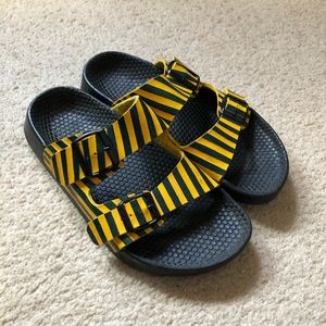 Birkenstock Yellow & Green Striped Sandals